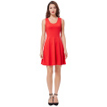 Kate Kasin Mulheres Elegante e Slim Fit casual mangas U-pescoço tanque vermelho vestido de verão KK000487-2